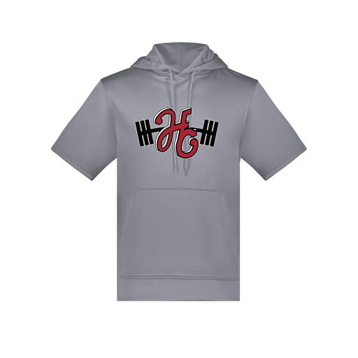 [6871.059.S-LOGO3] Men's Dri Fit Short Sleeve Hoodie (Adult S, Gray, Logo 3)