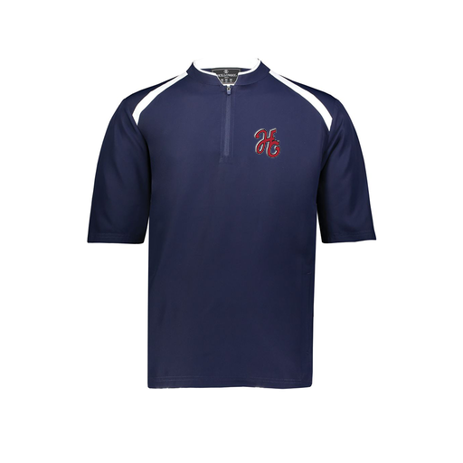 [229581-AS-NVY-LOGO1] Men's Dugout Short Sleeve Pullover (Adult S, Navy, Logo 1)