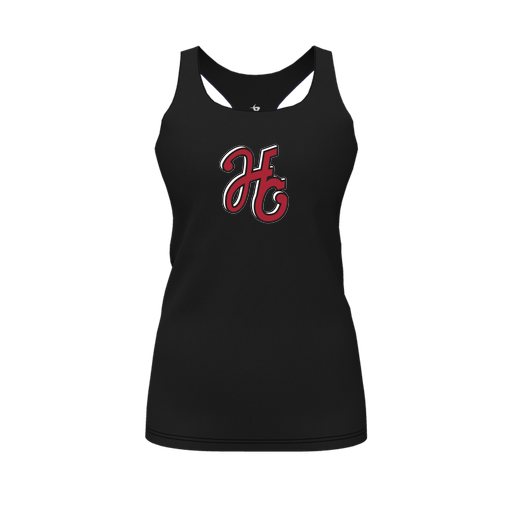 [CUS-DFW-RCBK-PER-BLK-FYS-LOGO1] Racerback Tank Top (Female Youth S, Black, Logo 1)
