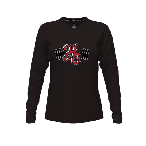 [CUS-DFW-TEES-CMF-VNK-LSL-BLK-FYXS-LOGO3] Comfort T-Shirt (Female Youth XS, Black, V Neck, Logo 3, Long Sleeve)