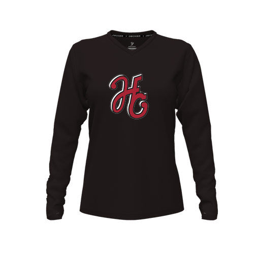 [CUS-DFW-TEES-PER-VNK-LSL-BLK-FYXS-LOGO1] Performance T-Shirt (Female Youth XS, Black, V Neck, Logo 1, Long Sleeve)