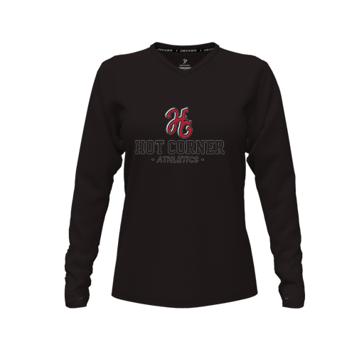 [FTLVPTBK-FYXS-LOGO2] Decker Performance T-Shirt (Female Youth XS, Black, V Neck, Logo 2, Long Sleeve)