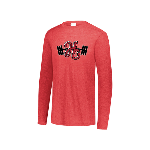 [FTLCUBRD-YS-LOGO3] Decker Youth Tri-Blend T-Shirt - Long Sleeve (Youth S, Red, Logo 3)