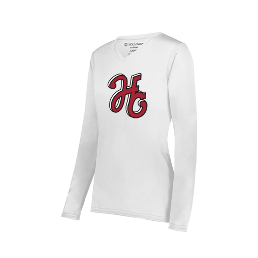 [222824.005.S-LOGO1] Ladies LS Smooth Sport Shirt (Female Adult S, White, Logo 1)