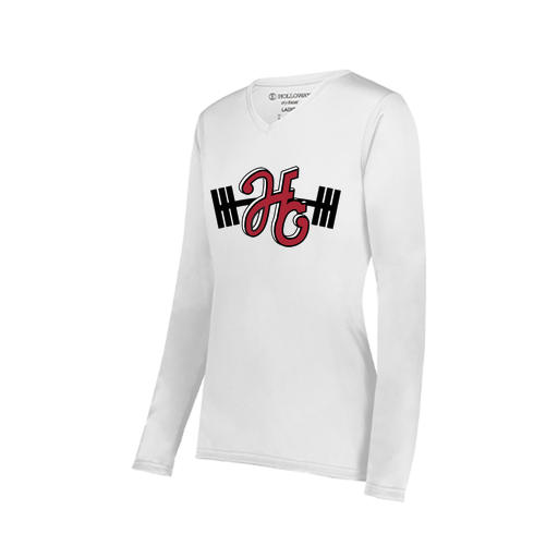 [222824.005.S-LOGO3] Ladies LS Smooth Sport Shirt (Female Adult S, White, Logo 3)