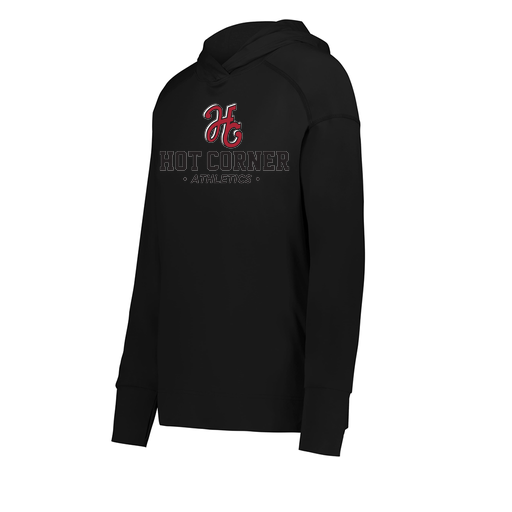 [222798.080.XS-LOGO2] Ladies Ventura Thin Knit Hoodie (Female Adult XS, Black, Logo 2)